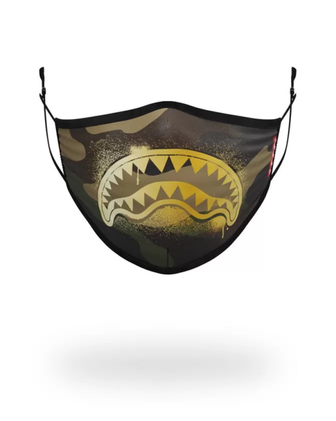 Sprayground FACE MASKS*ADULT CAMO GOLD SHARK FORM FITTING FACE MASK