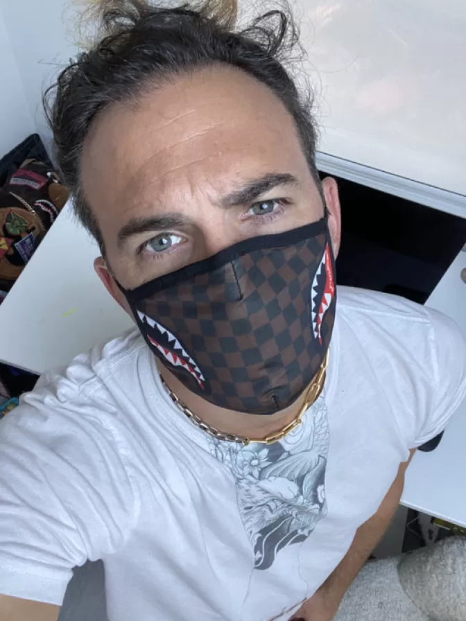 Sprayground FACE MASKS*ADULT SHARKS IN PARIS (SIDE SHARK) FORM-FITTING FACE MASK
