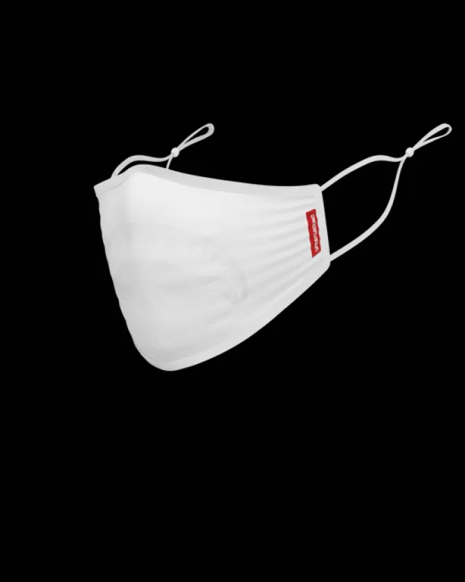 Sprayground FACE MASKS*ADULT WHITE ON WHITE SHARK FORM-FITTING FACE MASK