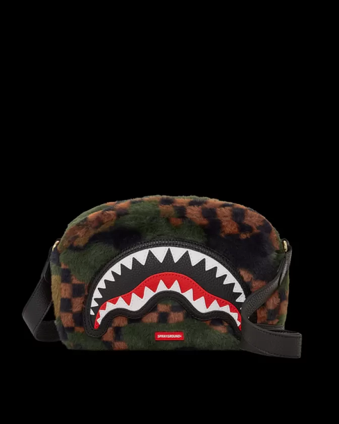 Sprayground TOILETRIES AKA MONEY BAGS*BIG SKY FUR SHARK MESSENGER BRICK BAG