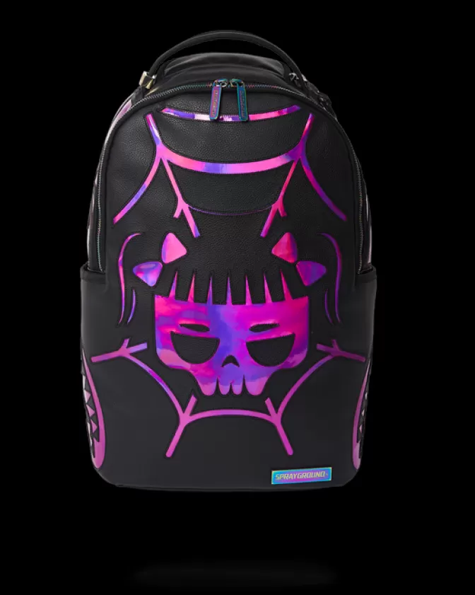 Sprayground BACKPACKS*CAZZU IRIDESCENT CUT u0026 SEW SPIDER SKULL SHARK BACKPACK (DLXV)