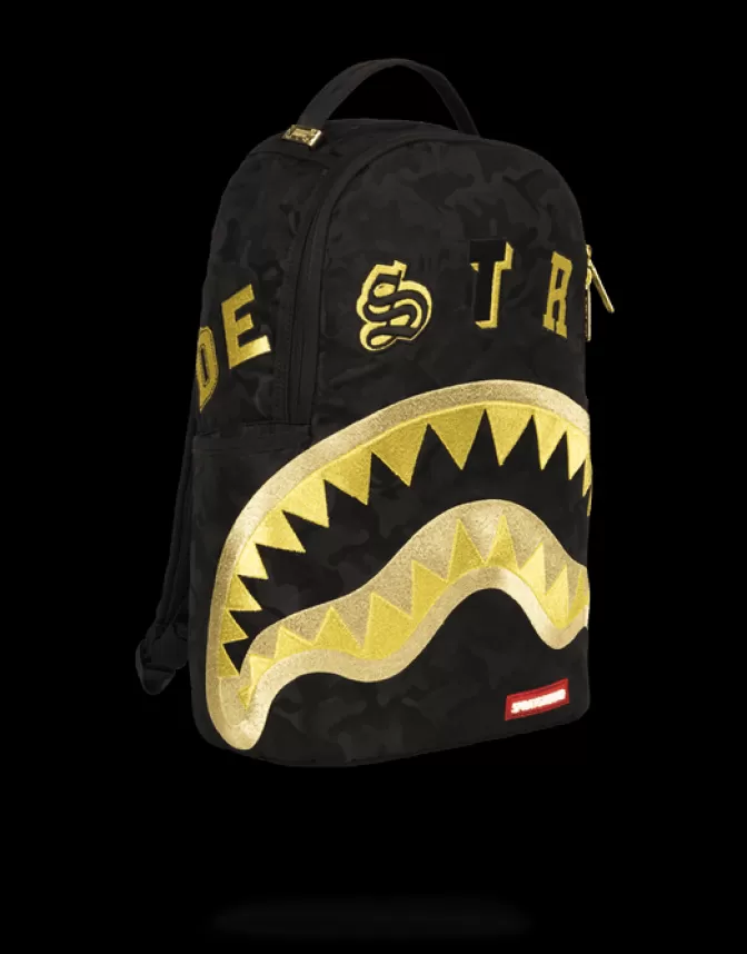 Sprayground BACKPACKS*DESTROY SHARK (GOLD CAMO)