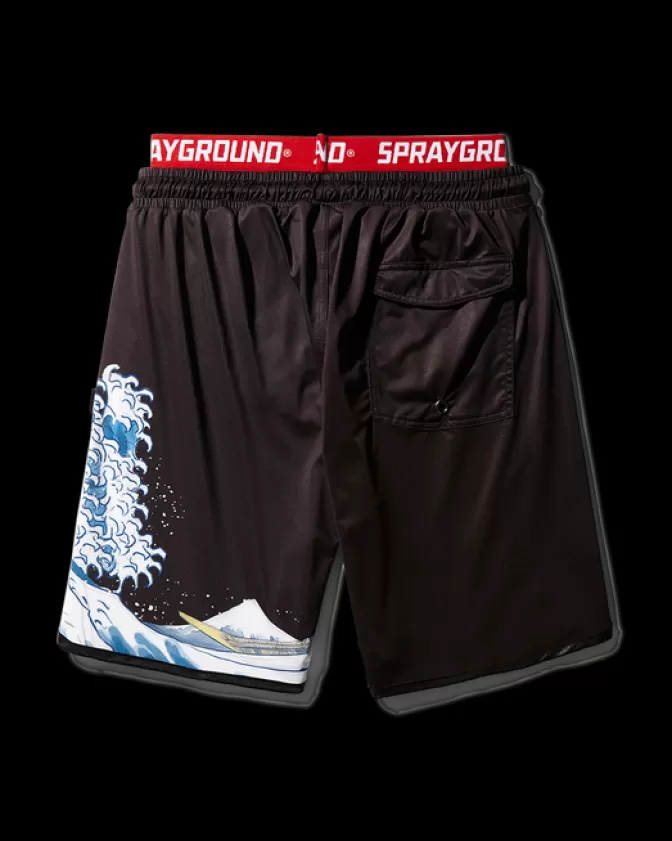 Sprayground SWIMWEAR*DRAGON WAVE CORTO SWIM TRUNKS (BLACK)