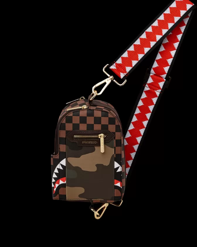 Sprayground SLINGS | CROSSBODYS*EXTERIOR GOLD ZIP POCKET SHARKS IN PARIS BACKPACK SLING