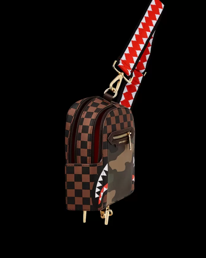 Sprayground SLINGS | CROSSBODYS*EXTERIOR GOLD ZIP POCKET SHARKS IN PARIS BACKPACK SLING