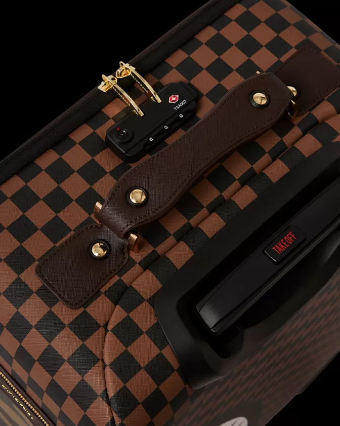 Sprayground EXTERIOR GOLD ZIP POCKET SHARKS IN PARIS JETSETTER CARRY-ON LUGGAGE Sale