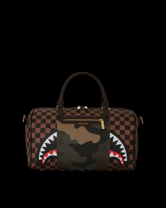 Sprayground DUFFLES*EXTERIOR GOLD ZIP POCKET SHARKS IN PARIS MINI DUFFLE