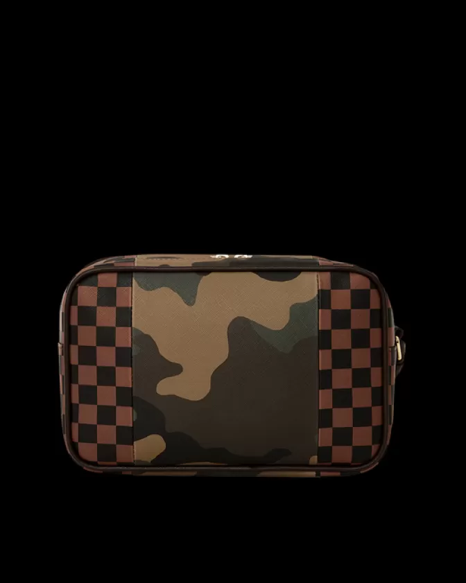 Sprayground TOILETRIES AKA MONEY BAGS*EXTERIOR GOLD ZIP POCKET SHARKS IN PARIS TOILETRY BRICKSIDE BAG