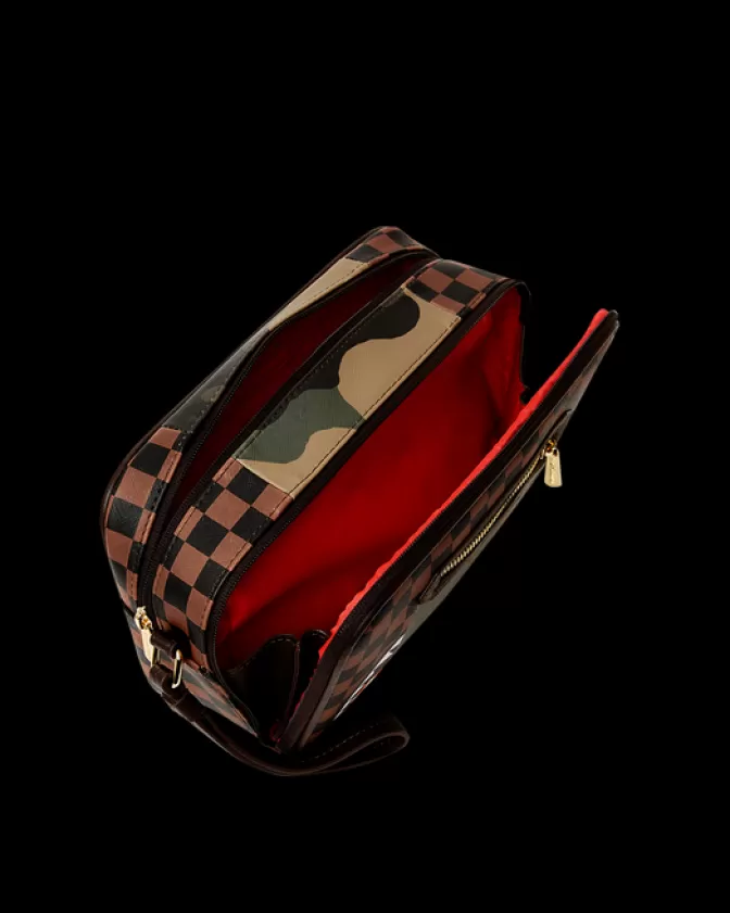 Sprayground TOILETRIES AKA MONEY BAGS*EXTERIOR GOLD ZIP POCKET SHARKS IN PARIS TOILETRY BRICKSIDE BAG