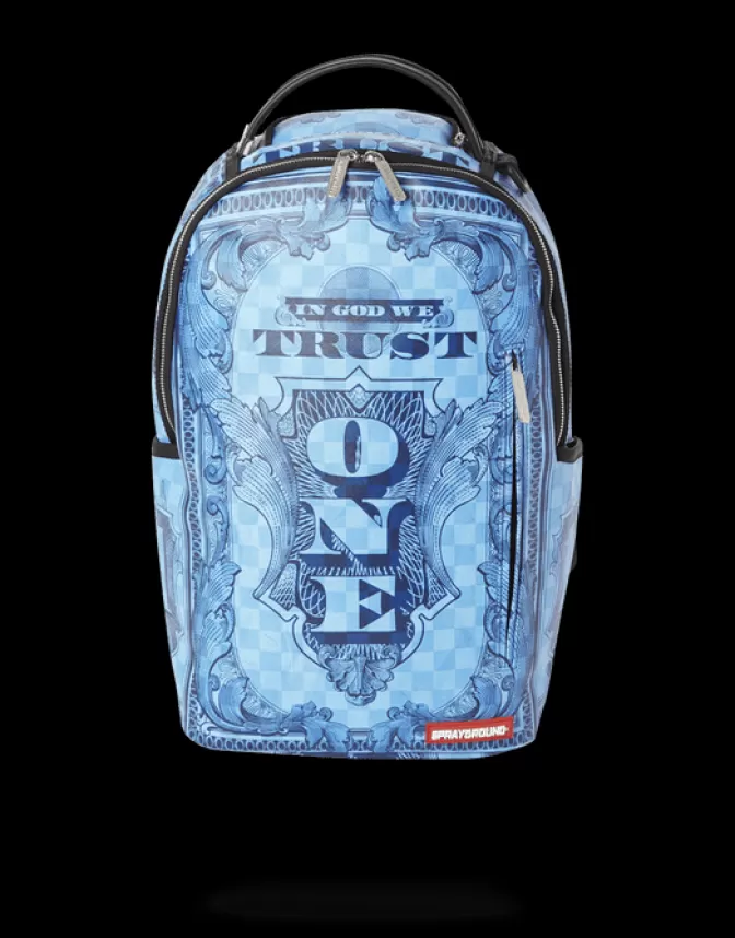 Sprayground BACKPACKS*IN GOD WE TRUST BLUE BACKPACK (ONE OF ONE)