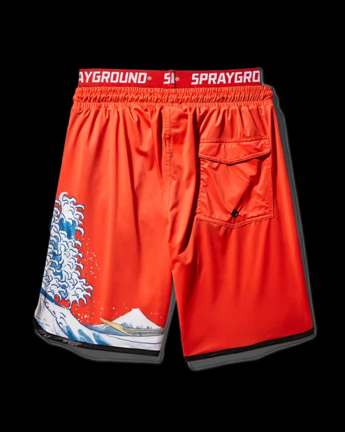 Sprayground SWIMWEAR*JAPAN WAVE CORTO SWIM TRUNKS (RED)