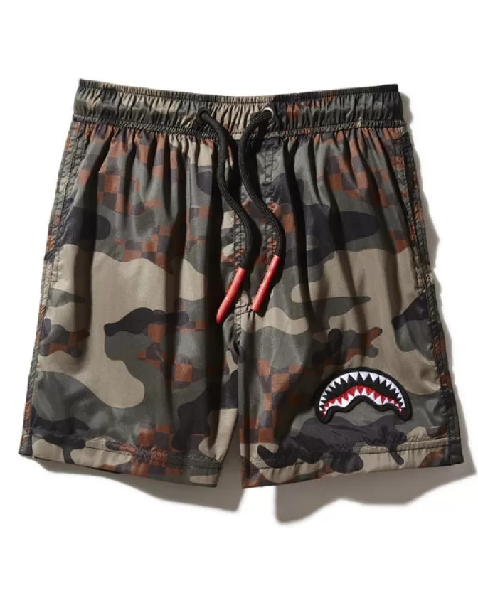 Sprayground SWIMWEAR*KIDS CAMO CHECKERED SWIM TRUNKS