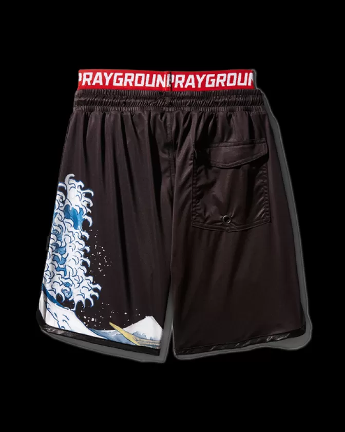 Sprayground SWIMWEAR*KIDS JAPAN WAVE SWIM TRUNKS (BLACK)