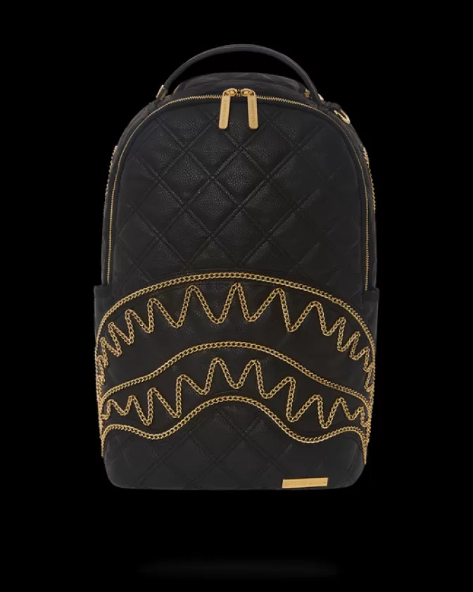 Sprayground BACKPACKS*NOIR QUILT GOLD CHAIN SHARK BACKPACK (DLXV)