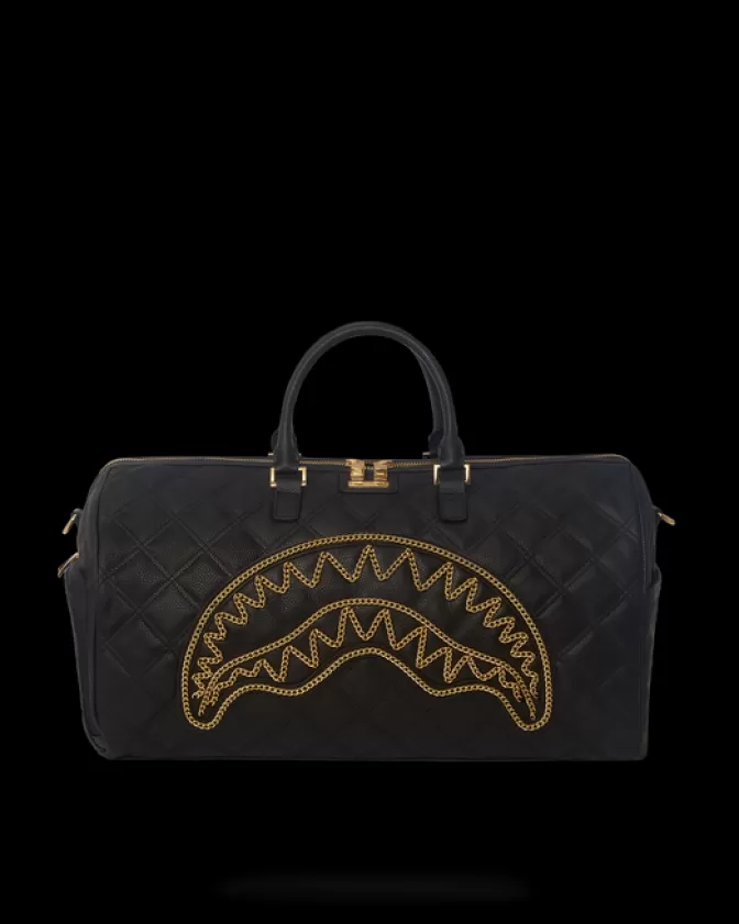 Sprayground DUFFLES*NOIR QUILT GOLD CHAIN SHARK DUFFLE