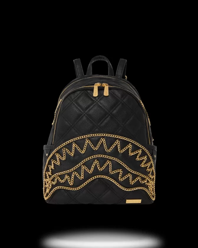 Sprayground SAVAGES | BACKPACKS*NOIR QUILT GOLD CHAIN SHARK SAVAGE BACKPACK