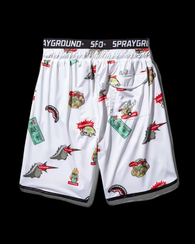 Sprayground SWIMWEAR*PATCH ALL-IN CORTO SWIM TRUNKS (WHITE)