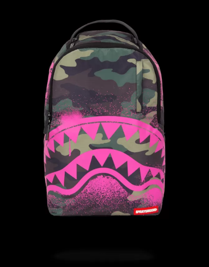 Sprayground BACKPACKS*PINK STENCIL SHARK CAMO