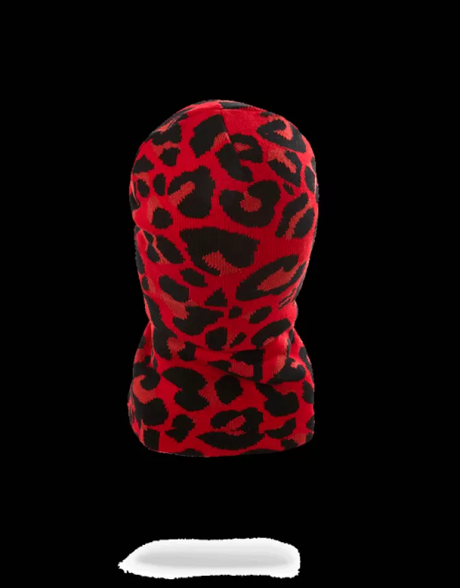 Sprayground SKI MASKS*RED LEOPARD GOLD SHARK MOUTH SKI MASK