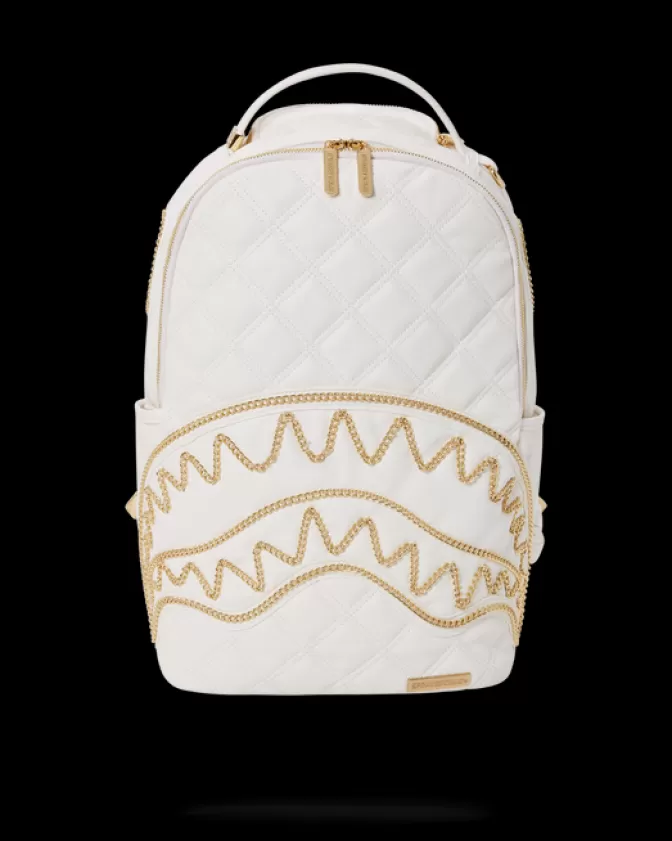 Sprayground BACKPACKS*RIVIERA LE BLANC GOLD CHAIN SHARK BACKPACK (DLXV)