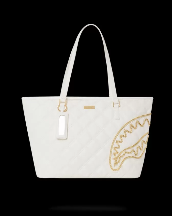 Sprayground TOTES | HANDBAGS*RIVIERA LE BLANC GOLD CHAIN SHARK TOTE