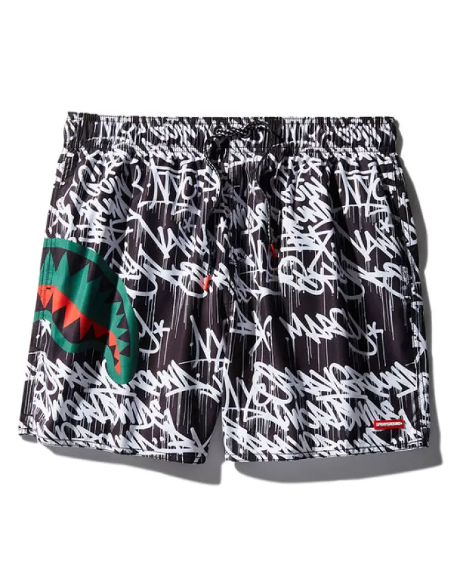 Sprayground SWIMWEAR*SCRIBBLE SHARK SHOTO SWIM TRUNKS