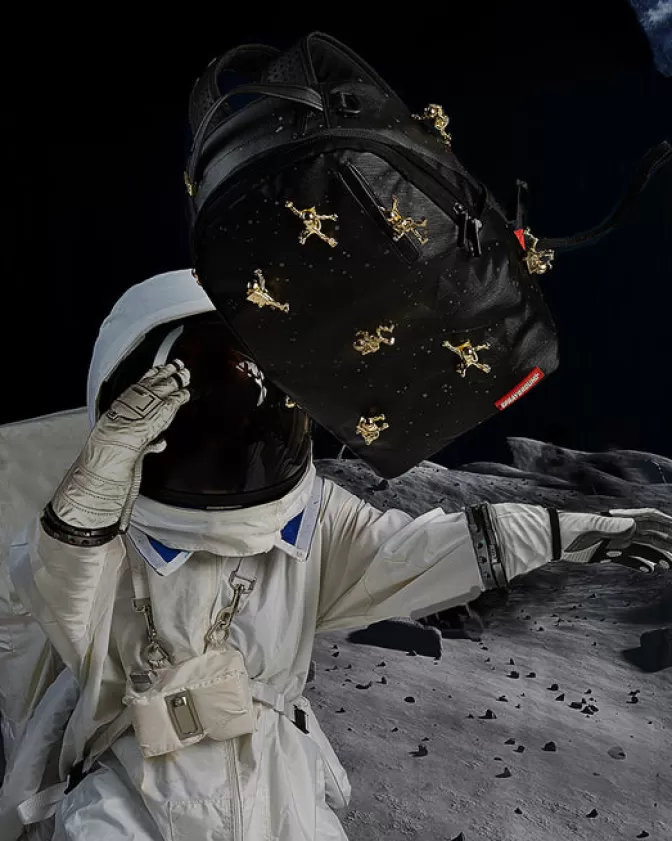 Sprayground BACKPACKS*THE LOST IN SPACE BACKPACK (10 3D GOLD METAL ASTRONAUTS)