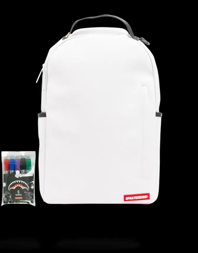 Sprayground BACKPACKS*THE DIY WHITE BACKPACK (VEGAN LEATHER u0026 INNER MONEY LINING) u0026 MARKERS INCLUDED