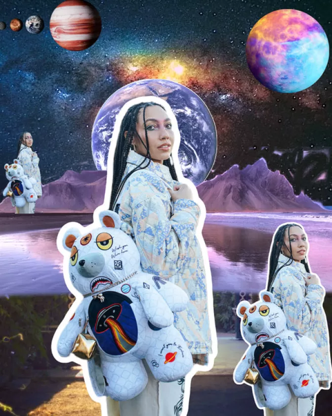 Sprayground TEDDY BEAR BACKPACKS | BACKPACKS*UFO SPACED OUT MONEYBEAR TEDDYBEAR BACKPACK